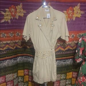 Embellished Beige Jumpsuit